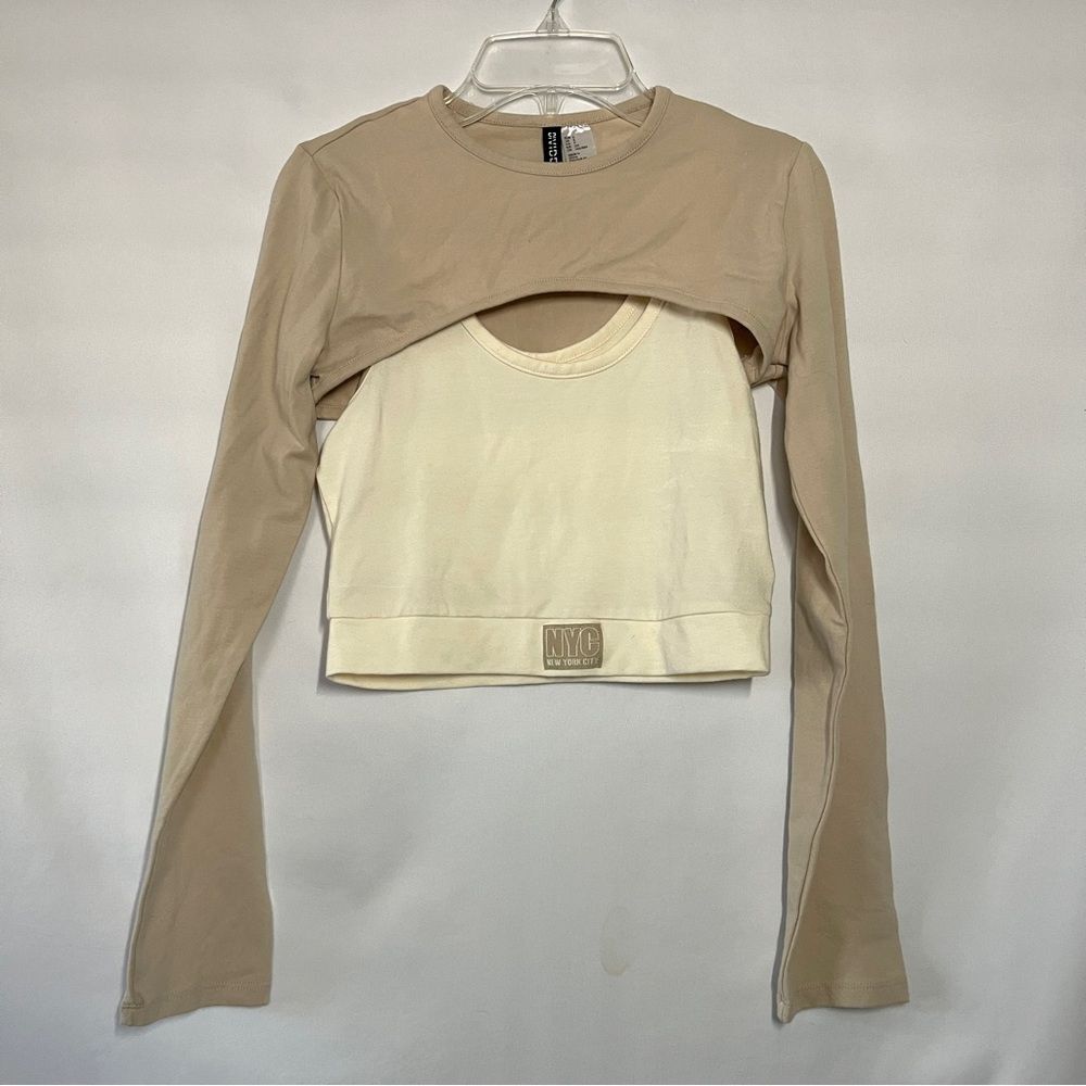 H&M Cut-out Long Sleeve Crop Top